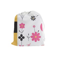  Minimalist Pattern With Simple Lines,flower And Shapes, Creating A Clean And Modern Drawstring Pouch (large)