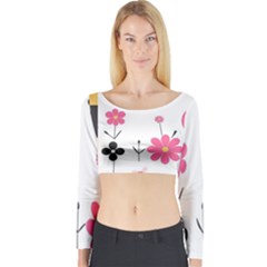  Minimalist Pattern With Simple Lines,flower And Shapes, Creating A Clean And Modern Long Sleeve Crop Top