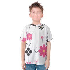  Minimalist Pattern With Simple Lines,flower And Shapes, Creating A Clean And Modern Kids  Cotton T-shirt