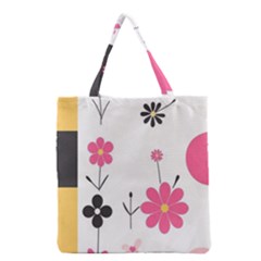  Minimalist Pattern With Simple Lines,flower And Shapes, Creating A Clean And Modern Grocery Tote Bag