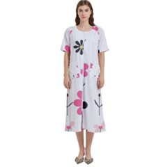  Minimalist Pattern With Simple Lines,flower And Shapes, Creating A Clean And Modern Women s Cotton Short Sleeve Nightgown