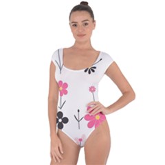  Minimalist Pattern With Simple Lines,flower And Shapes, Creating A Clean And Modern Short Sleeve Leotard 