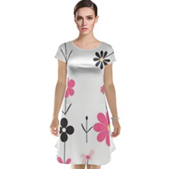  Minimalist Pattern With Simple Lines,flower And Shapes, Creating A Clean And Modern Cap Sleeve Nightdress