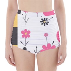  Minimalist Pattern With Simple Lines,flower And Shapes, Creating A Clean And Modern High-waisted Bikini Bottoms