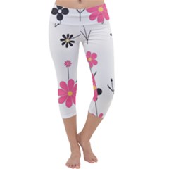  Minimalist Pattern With Simple Lines,flower And Shapes, Creating A Clean And Modern Capri Yoga Leggings by myclothy