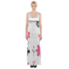  Minimalist Pattern With Simple Lines,flower And Shapes, Creating A Clean And Modern Thigh Split Maxi Dress