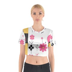  Minimalist Pattern With Simple Lines,flower And Shapes, Creating A Clean And Modern Cotton Crop Top