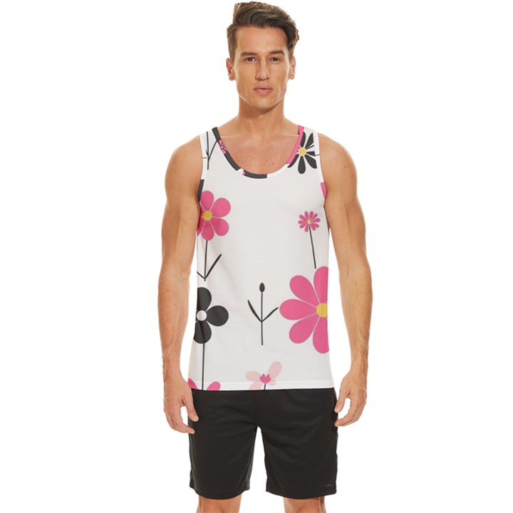  Minimalist Pattern With Simple Lines,flower And Shapes, Creating A Clean And Modern Men s Wide Collar Tank Top