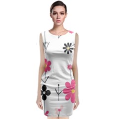  Minimalist Pattern With Simple Lines,flower And Shapes, Creating A Clean And Modern Classic Sleeveless Midi Dress