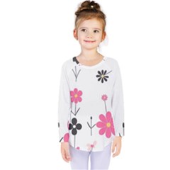  Minimalist Pattern With Simple Lines,flower And Shapes, Creating A Clean And Modern Kids  Long Sleeve T-shirt