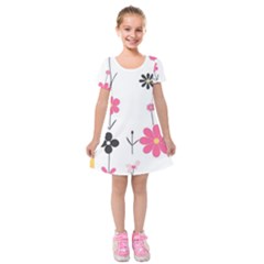  Minimalist Pattern With Simple Lines,flower And Shapes, Creating A Clean And Modern Kids  Short Sleeve Velvet Dress