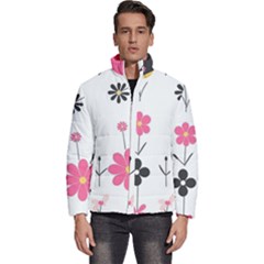  Minimalist Pattern With Simple Lines,flower And Shapes, Creating A Clean And Modern Men s Puffer Bubble Jacket Coat