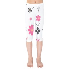  Minimalist Pattern With Simple Lines,flower And Shapes, Creating A Clean And Modern Kids  Capri Leggings  by myclothy