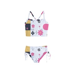  Minimalist Pattern With Simple Lines,flower And Shapes, Creating A Clean And Modern Girls  Tankini Swimsuit