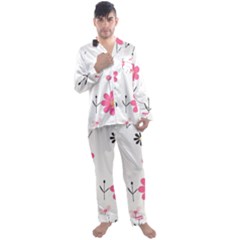  Minimalist Pattern With Simple Lines,flower And Shapes, Creating A Clean And Modern Men s Long Sleeve Satin Pajamas Set