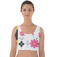  Minimalist Pattern With Simple Lines,flower And Shapes, Creating A Clean And Modern Velvet Crop Top