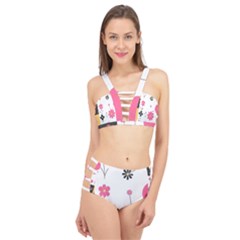  Minimalist Pattern With Simple Lines,flower And Shapes, Creating A Clean And Modern Cage Up Bikini Set