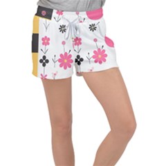  Minimalist Pattern With Simple Lines,flower And Shapes, Creating A Clean And Modern Women s Velour Lounge Shorts