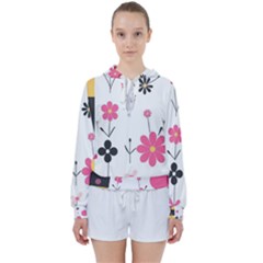  Minimalist Pattern With Simple Lines,flower And Shapes, Creating A Clean And Modern Women s Tie Up Sweat by myclothy