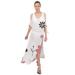  Minimalist Pattern With Simple Lines,flower And Shapes, Creating A Clean And Modern Maxi Chiffon Cover Up Dress