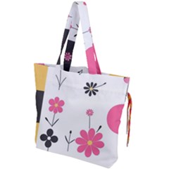  Minimalist Pattern With Simple Lines,flower And Shapes, Creating A Clean And Modern Drawstring Tote Bag