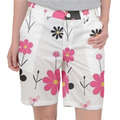  Minimalist Pattern With Simple Lines,flower And Shapes, Creating A Clean And Modern Women s Pocket Shorts