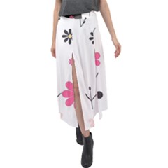  Minimalist Pattern With Simple Lines,flower And Shapes, Creating A Clean And Modern Velour Split Maxi Skirt