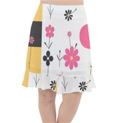  Minimalist Pattern With Simple Lines,flower And Shapes, Creating A Clean And Modern Fishtail Chiffon Skirt by myclothy