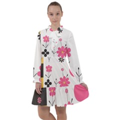  Minimalist Pattern With Simple Lines,flower And Shapes, Creating A Clean And Modern All Frills Dress