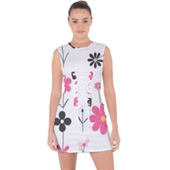  Minimalist Pattern With Simple Lines,flower And Shapes, Creating A Clean And Modern Lace Up Front Bodycon Dress