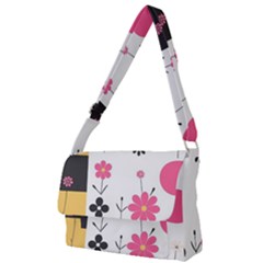  Minimalist Pattern With Simple Lines,flower And Shapes, Creating A Clean And Modern Full Print Messenger Bag (l)