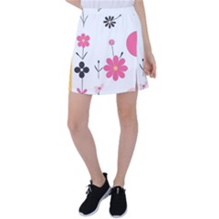  Minimalist Pattern With Simple Lines,flower And Shapes, Creating A Clean And Modern Tennis Skirt