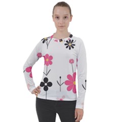  Minimalist Pattern With Simple Lines,flower And Shapes, Creating A Clean And Modern Women s Pique Long Sleeve T-shirt