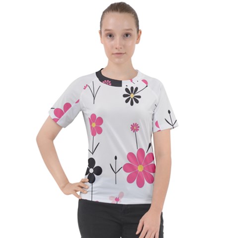  Minimalist Pattern With Simple Lines,flower And Shapes, Creating A Clean And Modern Women s Sport Raglan T-shirt by myclothy