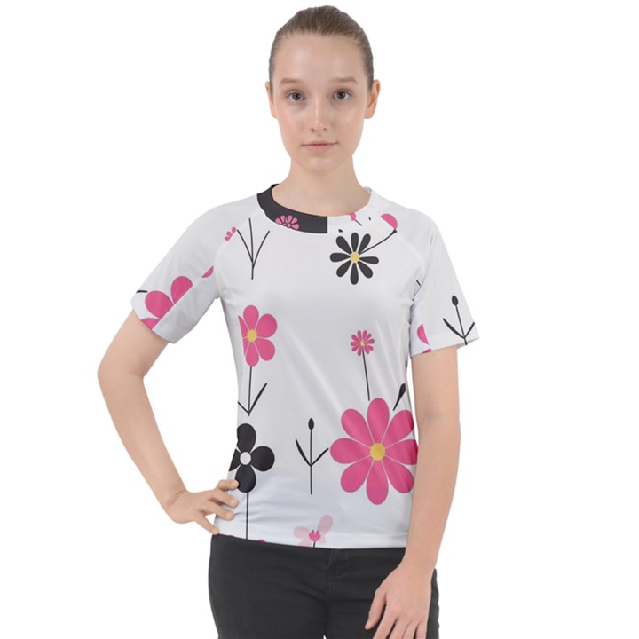  Minimalist Pattern With Simple Lines,flower And Shapes, Creating A Clean And Modern Women s Sport Raglan T-Shirt