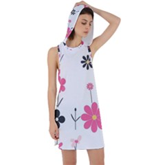  Minimalist Pattern With Simple Lines,flower And Shapes, Creating A Clean And Modern Racer Back Hoodie Dress