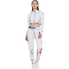  Minimalist Pattern With Simple Lines,flower And Shapes, Creating A Clean And Modern Cropped Zip Up Lounge Set