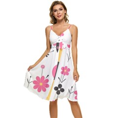  Minimalist Pattern With Simple Lines,flower And Shapes, Creating A Clean And Modern Sleeveless Tie Front Chiffon Dress by myclothy