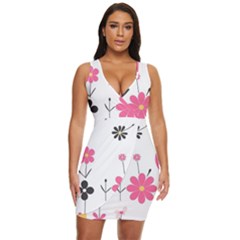  Minimalist Pattern With Simple Lines,flower And Shapes, Creating A Clean And Modern Draped Bodycon Dress