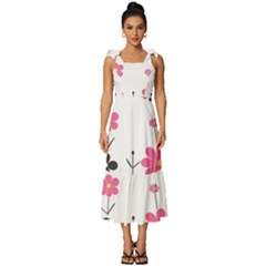  Minimalist Pattern With Simple Lines,flower And Shapes, Creating A Clean And Modern Tie-strap Tiered Midi Chiffon Dress by myclothy