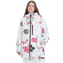  Minimalist Pattern With Simple Lines,flower And Shapes, Creating A Clean And Modern Women s Multi Pockets Zip Ski And Snowboard Waterproof Breathable Jacket by myclothy