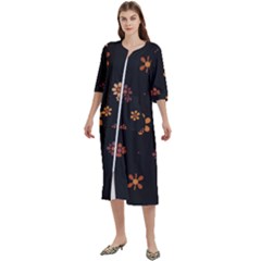 Minimalist Pattern With Simple Lines,flower And Shapes, Creating A Clean And Modern Women s Cotton 3/4 Sleeve Nightgown