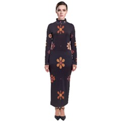 Minimalist Pattern With Simple Lines,flower And Shapes, Creating A Clean And Modern Turtleneck Maxi Dress