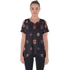 Minimalist Pattern With Simple Lines,flower And Shapes, Creating A Clean And Modern Cut Out Side Drop T-shirt