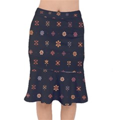 Minimalist Pattern With Simple Lines,flower And Shapes, Creating A Clean And Modern Short Mermaid Skirt