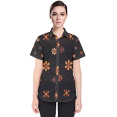 Minimalist Pattern With Simple Lines,flower And Shapes, Creating A Clean And Modern Women s Short Sleeve Shirt