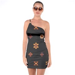 Minimalist Pattern With Simple Lines,flower And Shapes, Creating A Clean And Modern One Shoulder Ring Trim Bodycon Dress