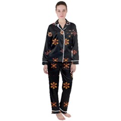 Minimalist Pattern With Simple Lines,flower And Shapes, Creating A Clean And Modern Women s Long Sleeve Satin Pajamas Set