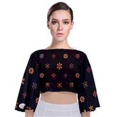 Minimalist Pattern With Simple Lines,flower And Shapes, Creating A Clean And Modern Tie Back Butterfly Sleeve Chiffon Top