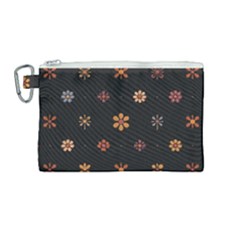 Minimalist Pattern With Simple Lines,flower And Shapes, Creating A Clean And Modern Canvas Cosmetic Bag (medium)